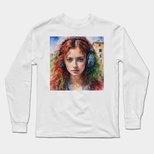 girl with headphone Long Sleeve T-Shirt